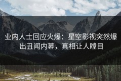 业内人士回应火爆：星空影视突然爆出丑闻内幕，真相让人瞠目