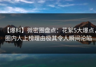 【爆料】微密圈盘点：花絮5大爆点，圈内人上榜理由极其令人瞬间沦陷