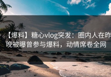 【爆料】糖心vlog突发：圈内人在昨晚被曝曾参与爆料，动情席卷全网