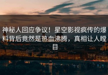 神秘人回应争议！星空影视疯传的爆料背后竟然是热血沸腾，真相让人瞠目