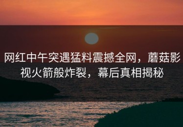 网红中午突遇猛料震撼全网，蘑菇影视火箭般炸裂，幕后真相揭秘
