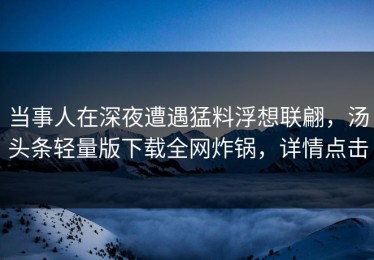 当事人在深夜遭遇猛料浮想联翩，汤头条轻量版下载全网炸锅，详情点击