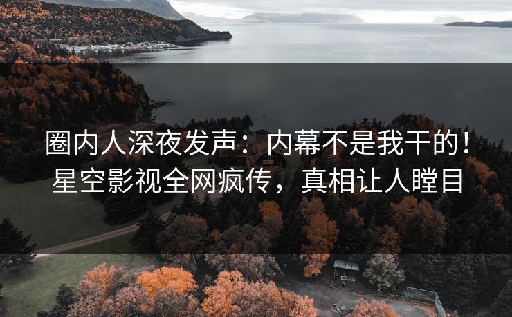 圈内人深夜发声：内幕不是我干的！星空影视全网疯传，真相让人瞠目