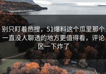 别只盯着热搜，51爆料这个瓜里那个一直没人聊透的地方更值得看，评论区一下炸了